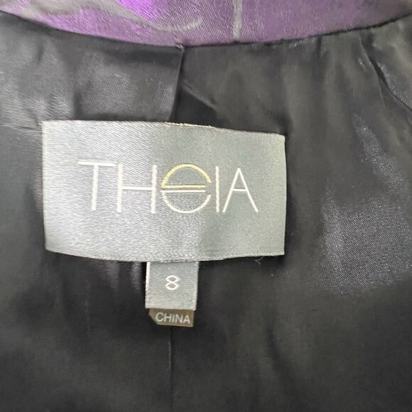 Theia Size 8 Purple Abstract Floral Brocade Pencil Sheath Dress And Shrug Jacket - Picture 10 of 10